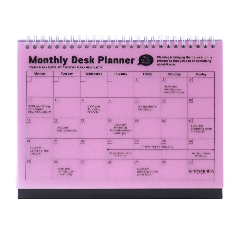 สมุดแพลนเนอร์แบบตั้งโต๊ะ Ropamoda month Desk planner สีชมพู